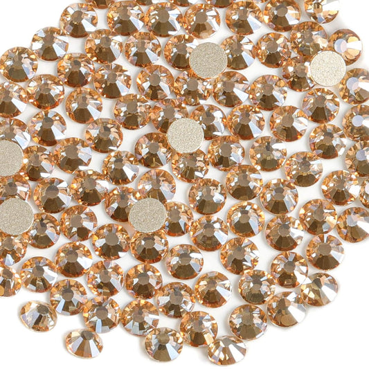 Beadsland 1440 Pieces Flat Back Crystal Rhinestones Round Gems,Golden Shadow,SS16,3.8-4.0mm