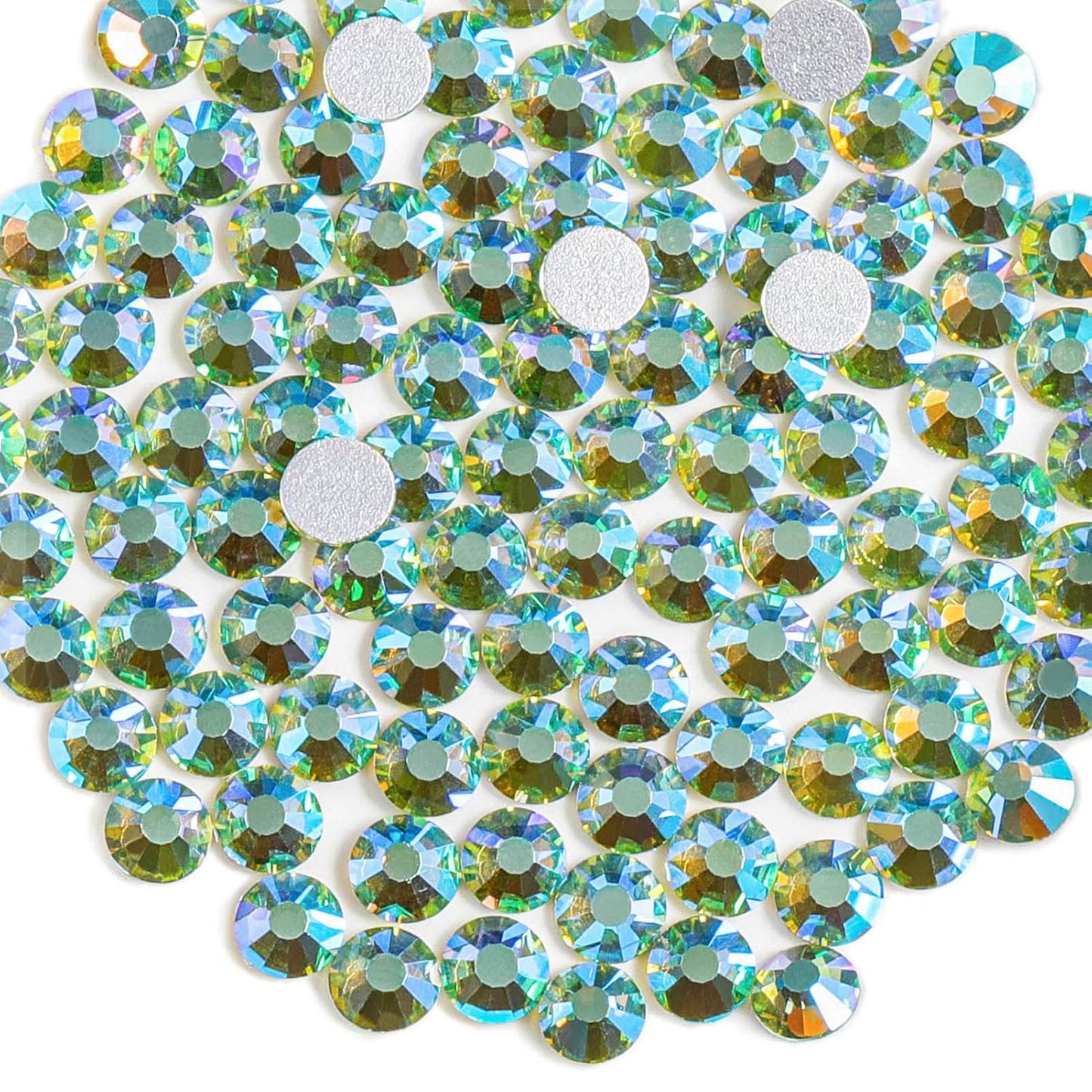 Beadsland 288 Pieces Flat Back Crystal Rhinestones Round Gems,Peridot AB,SS30,6.3-6.5mm