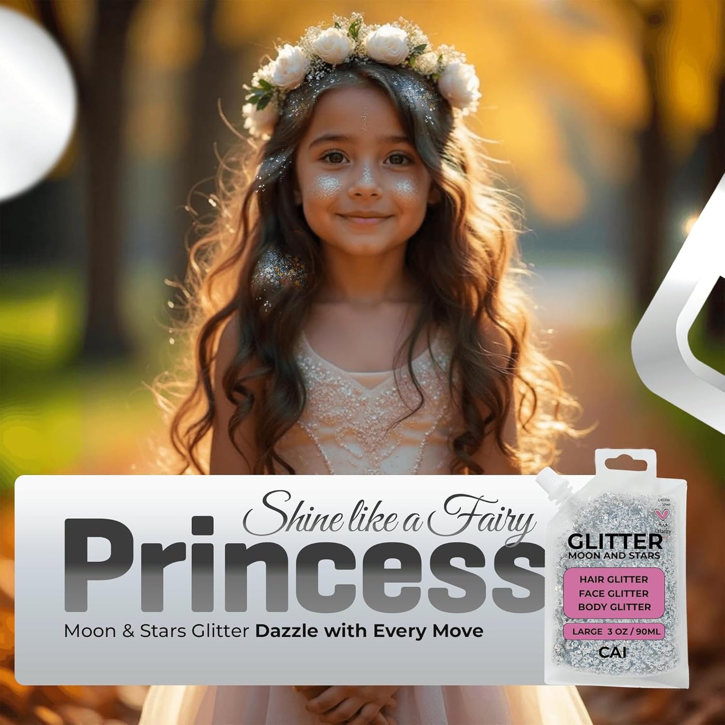 Face, Body & Hair Glitter Gel – Halloween Glitter for Kids and Women – 3 Oz Cosmetic-Grade Gel w/Moon & Stars for Festivals & Halloween Party, Easy Apply & Wash Off - Violet 2Pack