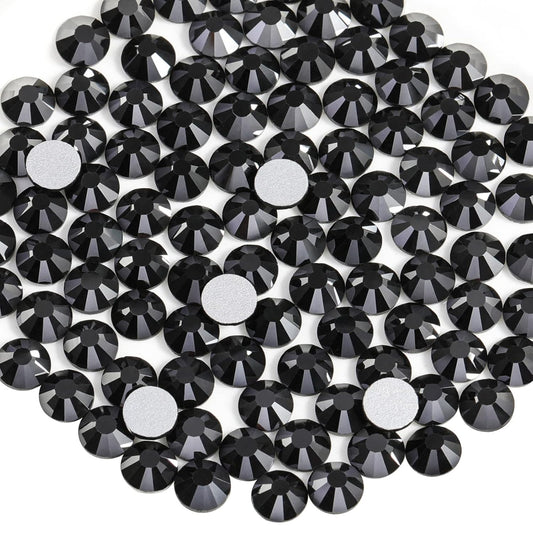 Beadsland 1440pcs Flat Back Crystal Rhinestones Round Gems for Nail Art and Craft Glue Fix, Jet Hematite,SS6,1.9-2.1mm