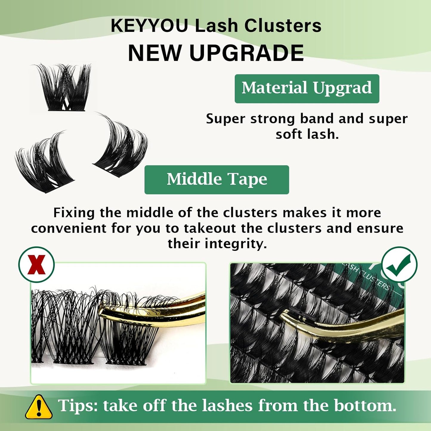 Lash Clusters 96pcs Individual Lashes Y10 D Curl 12mm Cluster Lashes KEYYOU Volume Wispy Lash Extension Soft&Comfortable Easy DIY at Home(Y10,D-12mm)