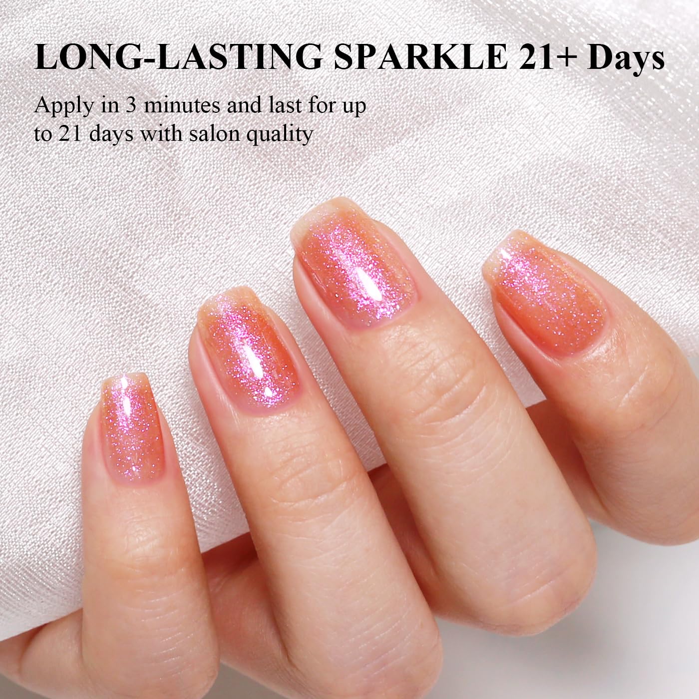 Imtiti Glitter Gel Nail Polish, Coral Iridescent Glitter Gel Polish Diamond Shimmer Sparkle Soak Off UV LED Nail Gel Polish spring summer Manicure 10ML