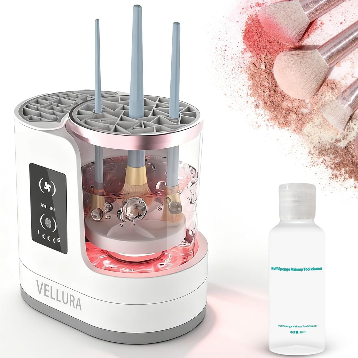 Vellura Makeup Brush Cleaner, Vellura Brush Cleaner, Machine with Makeup Brush, Dryer-Holder-Portable & Automatic, Clean Any Mess with One Click (1*PC)