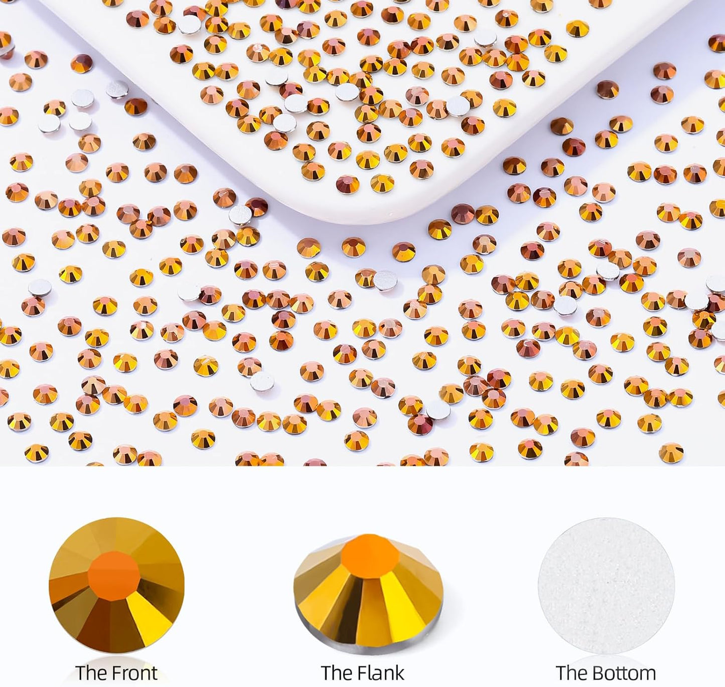 Gold Flatback Rhinestones, Glass Rhinestones for Nail Art and Craft, Glue Fix, Loose Crystal Gemstones(Gold, SS4, 2880pcs, 1.5-1.7mm)