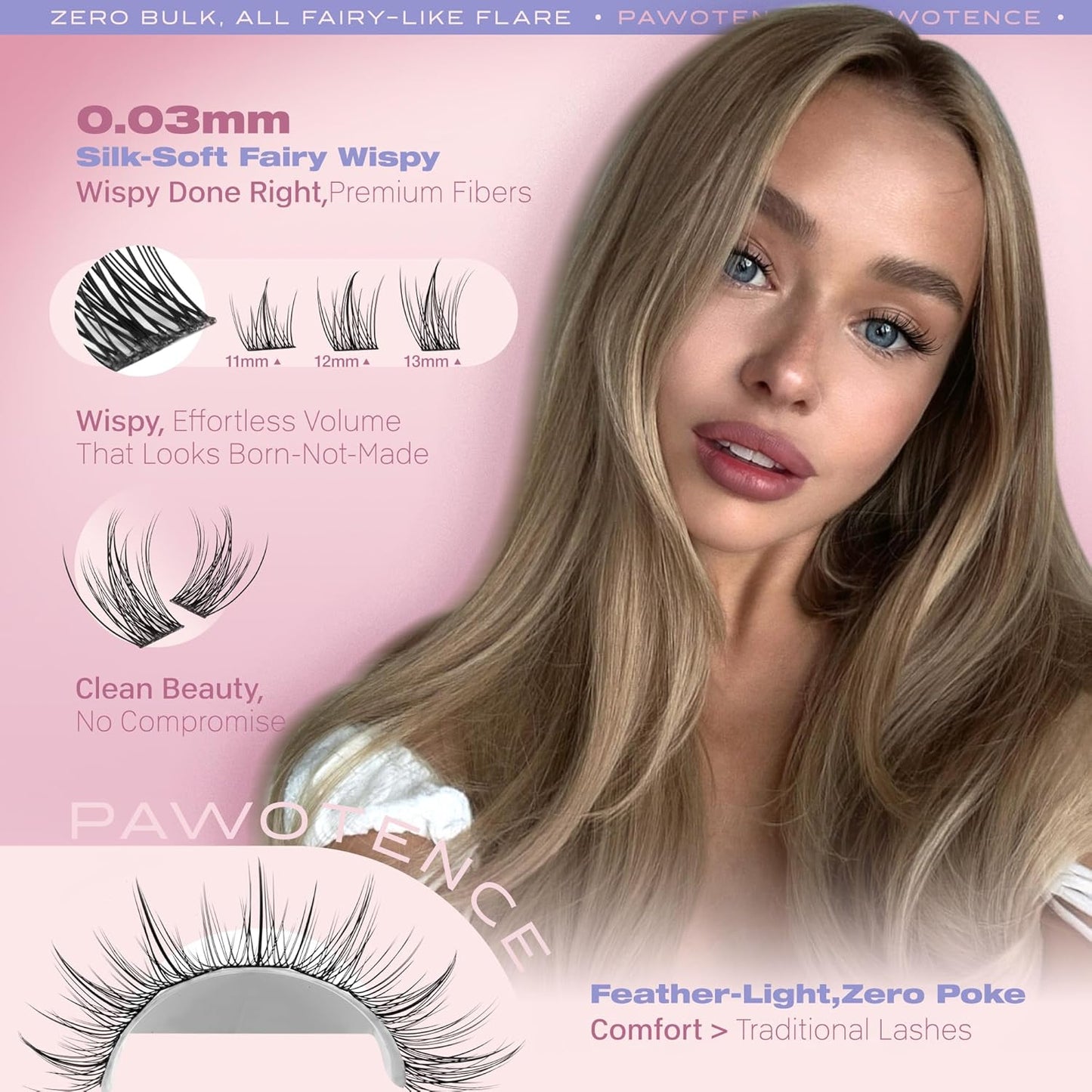Pawotence Natural Lash Clusters Wispy Eyelash Clusters 120pcs Fairy Lashes Cluster Eyelash Extensions Individual Cluster Lashes for DIY Lash Extension