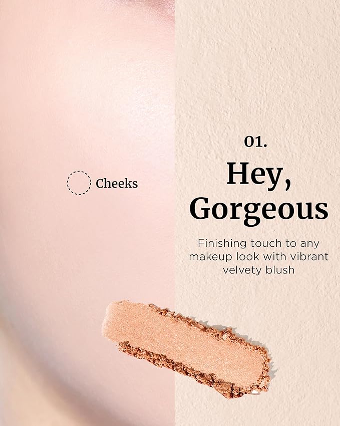 VDL Cheekstain Pastel Blush for Cheeks (Hey, Gorgeous, 0.2oz) - Lightweight, Velvet Powder Formula - Seamless, Long-Lasting, Natural-Looking Glow | Korean Makeup