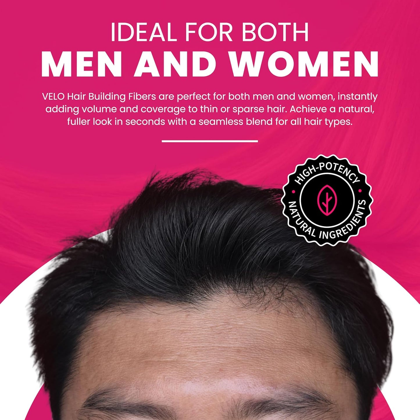 VELO Hair Building Fibers for Thinning Hair –LIGHT BROWN Hair Fibers for Men & Women – Covers Bald Spots, Hairline Powder, Hair Thickening Fibers – Hair Filler Powder for Fuller-Looking Hair – 30g