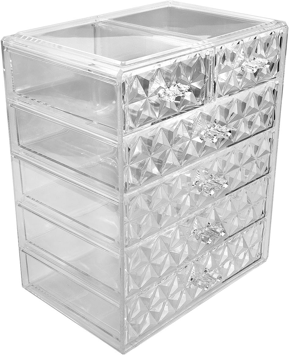 Sorbus Acrylic Makeup Organizer - Organization and Storage Case for Cosmetics Make Up & Jewelry - Big Clear Makeup Organizer for Vanity, Bathroom, College Dorm, Closet, Desk (4 Large, 2 Small Drawers)
