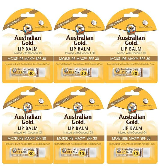 6 Pack SPF 30 Lip Balm Sunscreen with Antioxidants
