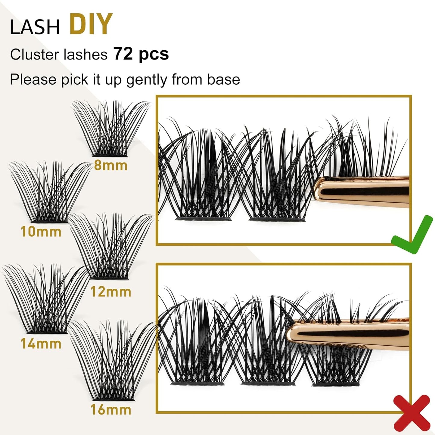 Lash Clusters B02 D Curl 18mm DIY Eyelash Extensions 72 Clusters Lashes C D Curl B&Qaugen Mega Volume Individual Lashes Eyelash Clusters Extensions Individual Lashes Cluster DIY at Home (NM-D-18mm)