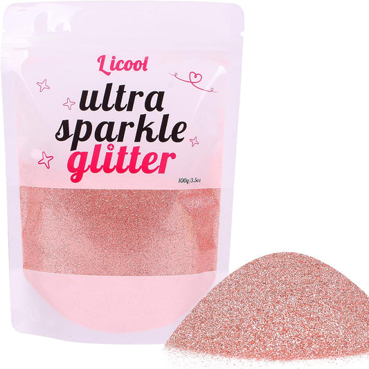 Holographic Fine Glitter, 100g/3.5oz Extra Fine Glitters Powder Packs for Resin, Craft Glitter for Tumblers Candle Slime Making, Festival Body Face Eyeshadow Nail Glitter (Fluorescent Pink)
