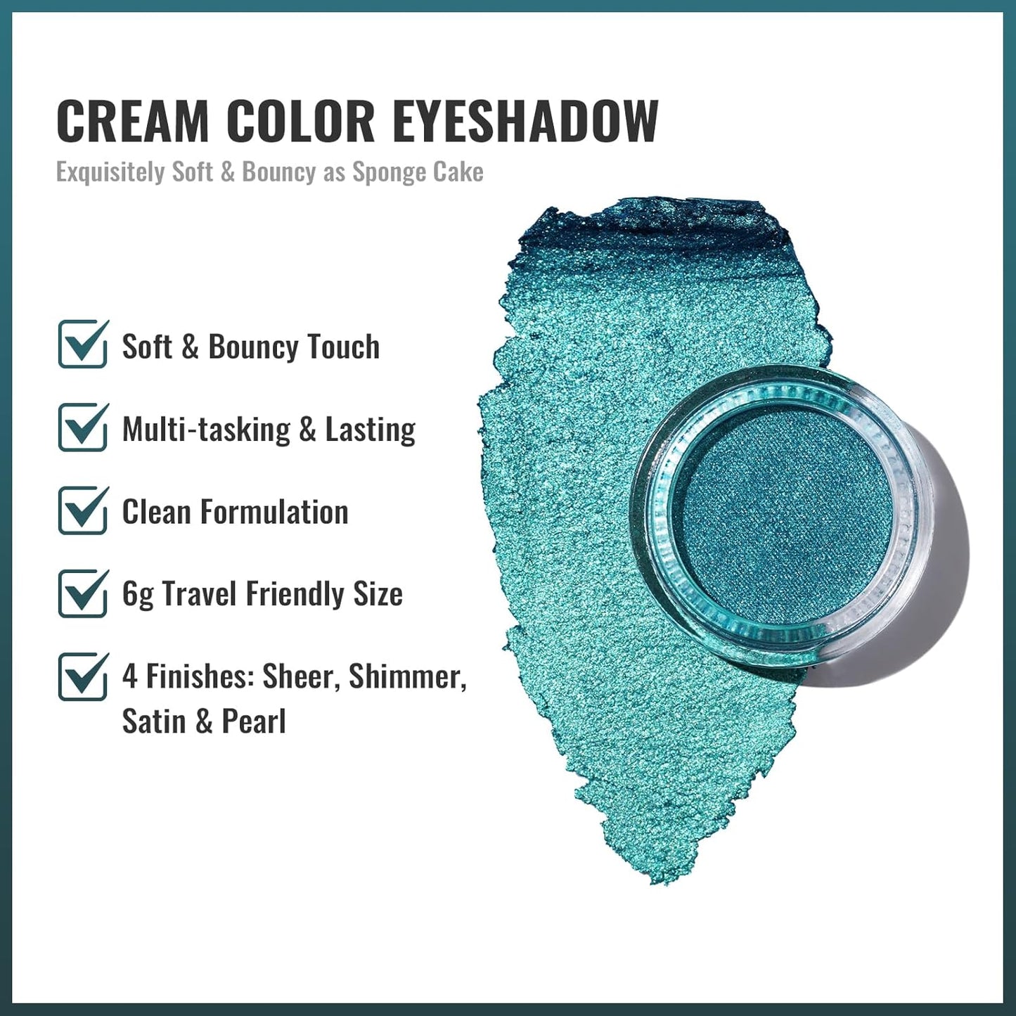 Oulac Teal Eyeshadow Green Glitter Eyeshadow Highly Pigmented Eye Shadow Waterproof & Long Lasting for Women with Moisturizing Formula. Multi-use for Highlighter. 6g (14)