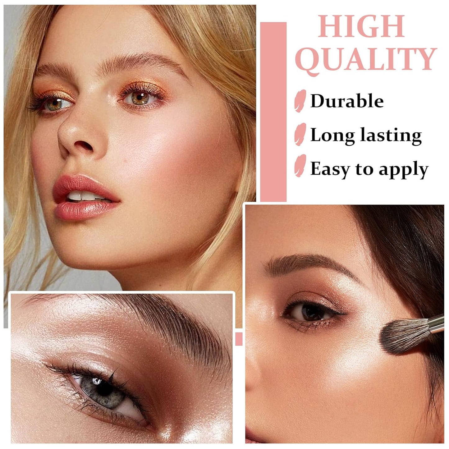 Face Shimmer Highlighter Palette, 1.0 Ounce, Pearl White+Fairy Pink, Long-Lasting, Shimmery, Powder, Unisex, Palette, Mixed Colors