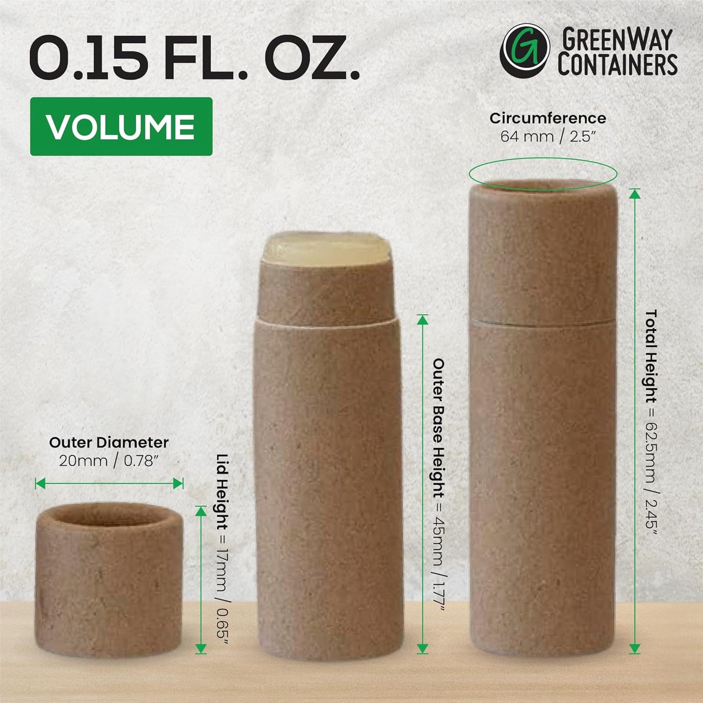 GreenWay 0.15oz / 4.25g Kraft Paperboard Lip Balm Tubes with Lids - 50 Pack Lip Gloss Tubes Refillable DIY Cosmetic Containers – Extra Thick Push-Up Bottom Lip Balm Containers - Black