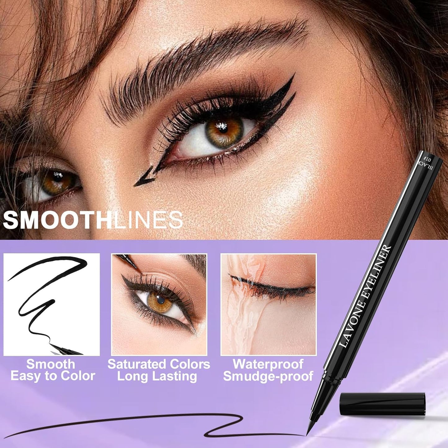 Eyebrow Pen Kit, with Microblading Eyebrow Pen, Eyebrow Gel, Eyeliner, Eyebrow Brush, Eyebrow Pencils for Women, Waterproof, Smudge Proof, Long Lasting Makeup Formula - Black Brown