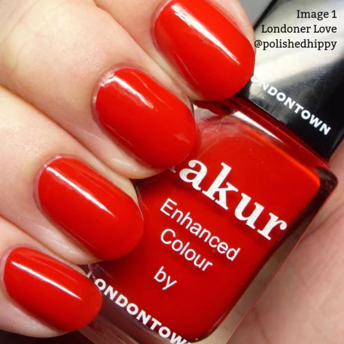 LONDONTOWN lakur Nail Polish - Chip-Resistant, Non-Toxic, Conditions & Hydrates Nails Glossy Vibrant Red, Londoner Love, .40 fl oz