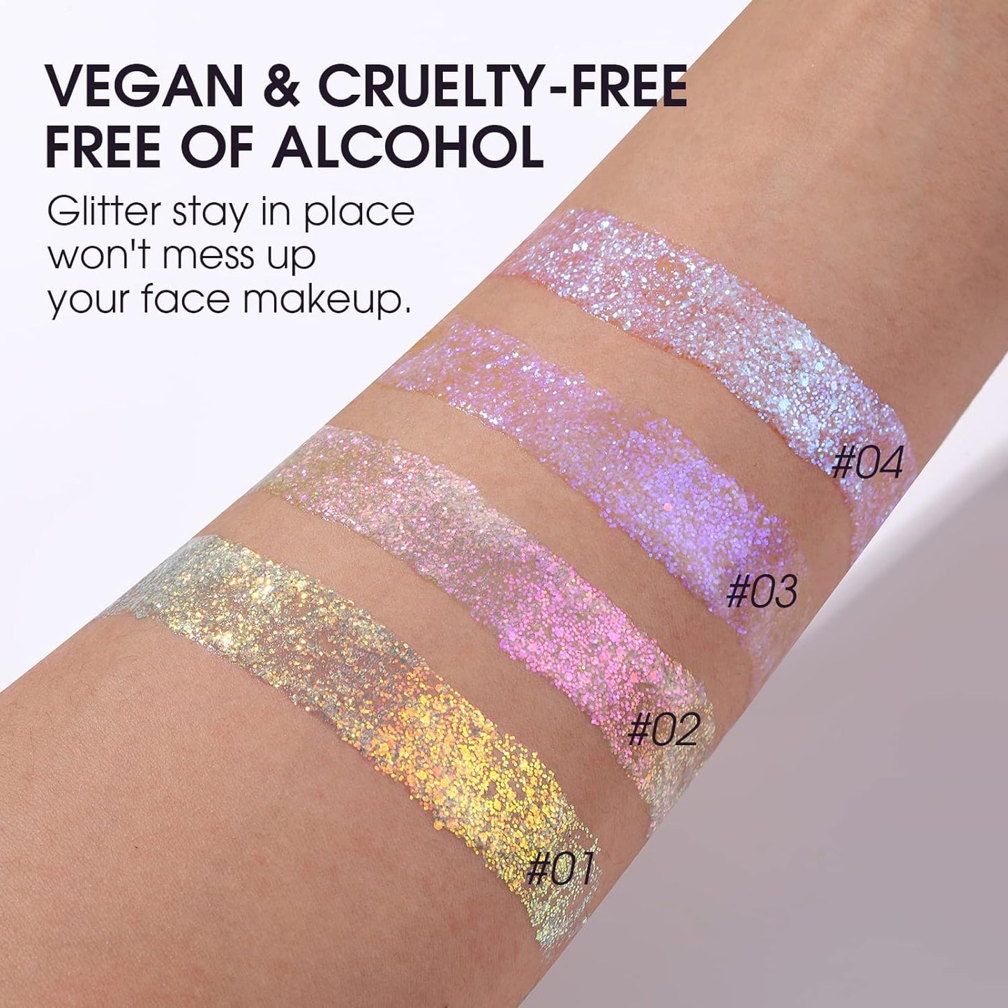 LANGMANNI Holographic Body Glitter Gel for Body, Face, Hair and Lip.Color Changing Glitter Gel Under Light. Vegan & Cruelty Free-1.35 oz (1# Golden Ocean)