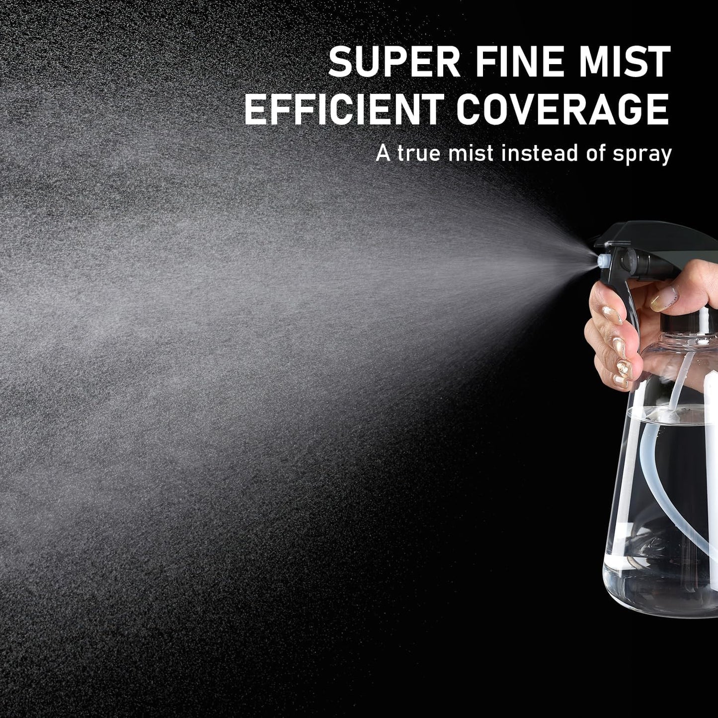 Spray Bottle 2 Pack, 16oz - Ultra Fine Mist, Plant Mister Hair Misting Empty Spray Bottles Indoor, Leak Proof Water Sprayer for Planting, Hair Care, Essential Oils, Cleaning Solutions (Clear)