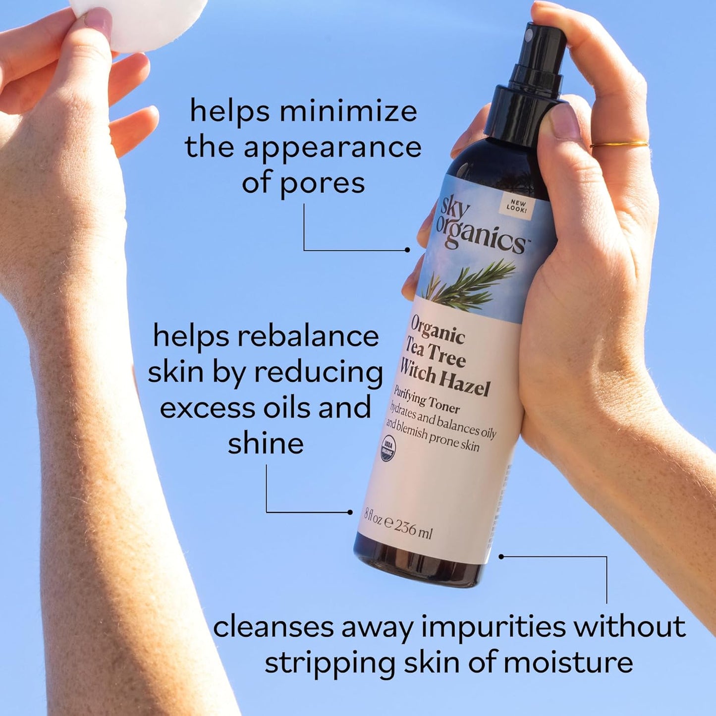 Sky Organics Organic Tea Tree & Witch Hazel for Face, Purifying Facial Toner to Hydrate, Soothe, Cleanse and Balance Blemish-Prone Skin, Helps Minimize The Appearance of Pores, 8 fl oz webook