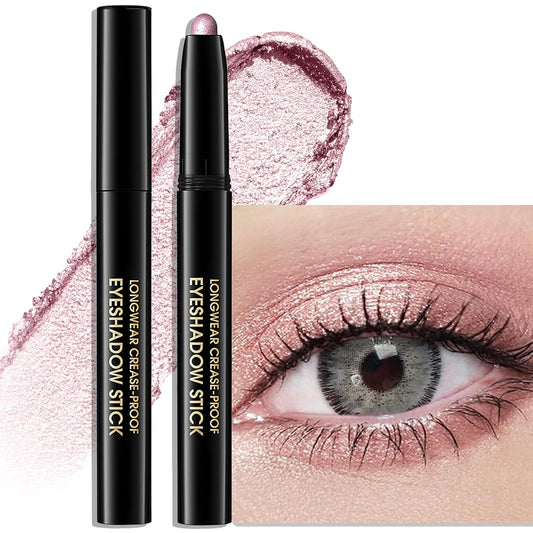 Shimmer Eye Shadow Stick, Cream Eyeshadow Stick Long-Lasting Crease-Proof Blendable Eye Brightener Pencil Multi-use for Eyeliner Highlighter Smooth Cream to Powder Eyes Crayon Makeup, 8 FANCY