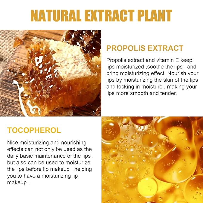 Honey Lip Balm Pot Lip Mask, Hydrating Propolis Lip Sleeping Mask, Prevent Dry&Cracked, Lip Repair Nourishes the Lip Skin (honey & strawberry)