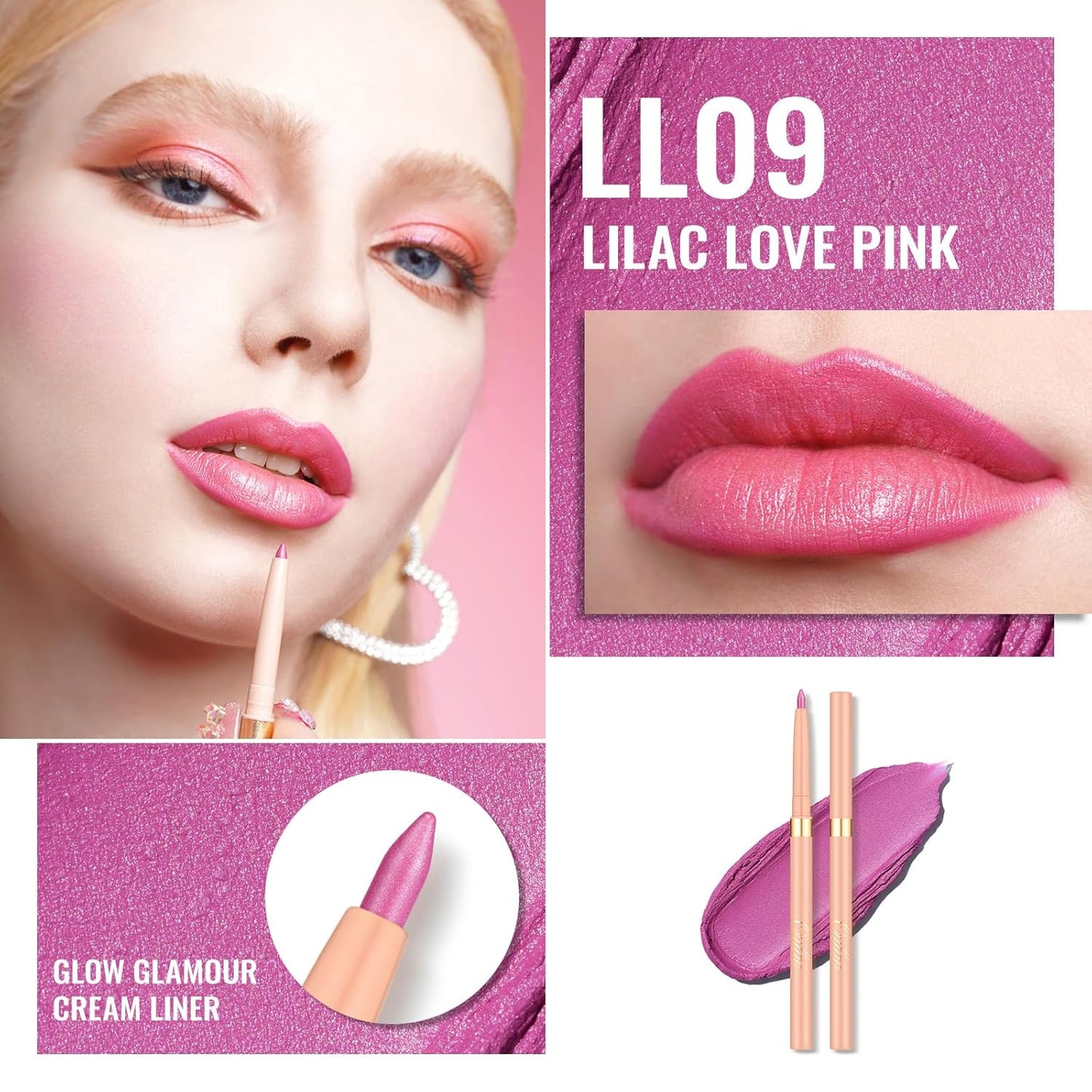 Oulac Lipstick & Lipliner Set 3PCS High Impact Lipcolor with Moisturizing Formula, Vegan Beauty, Full-Coverage Lip Color, Gift Lipstick for Women, LL09+15+D02