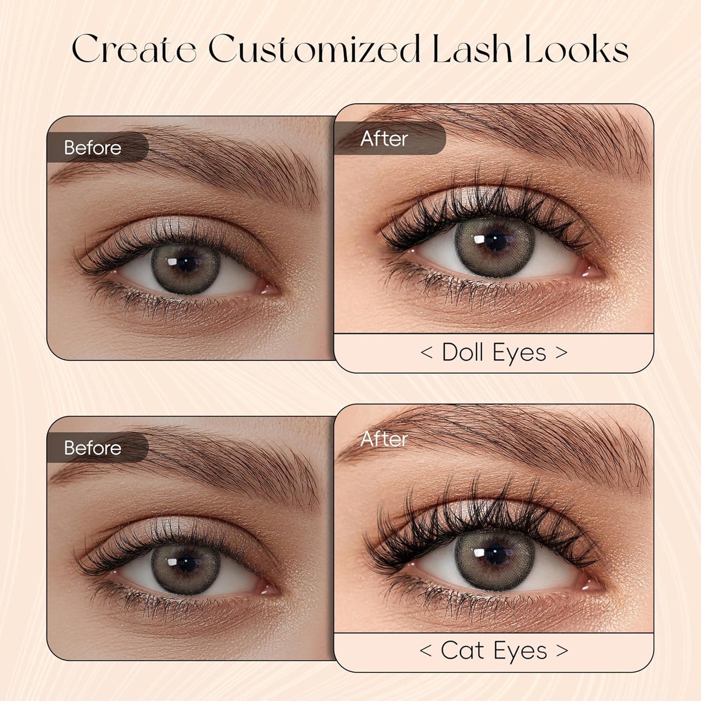 Lash Clusters DIY Lash Extensions, C Curl Individual Lashes Clusters Lashes Wispy Lash Extensions Natural Look Eyelash Clusters Mix 8-16mm(CHIC-0.07C-8-16mm)