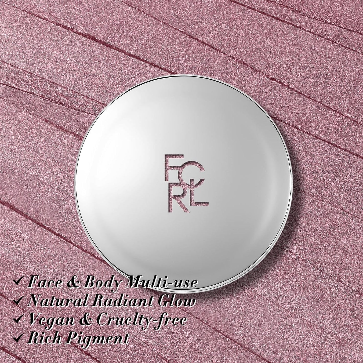 FOCALLURE Shimmer Face Highlighter Makeup Powder, Gel to Powder Glow Finish, Leaving a Lightweight & Healthy Radiance, Long Lasting Luminous Face Body Highlighter Makeup,PK01 Pinkish Galaxy