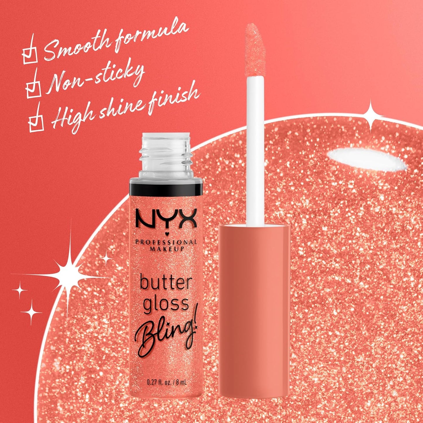 NYX Professional Makeup Butter Gloss Bling Lip Gloss, Non Sticky and Shiny Vegan Lip Makeup - Dripped Out