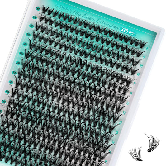 Lash Clusters Wispy 320PCS Eyelash Extension 30D Cluster Lashes Individual Lashes DIY Lash Extension Natural Look Cluster Eyelash Extensions Soft False Eyelashes at Home for Beginners(D-Mix9-16mm)