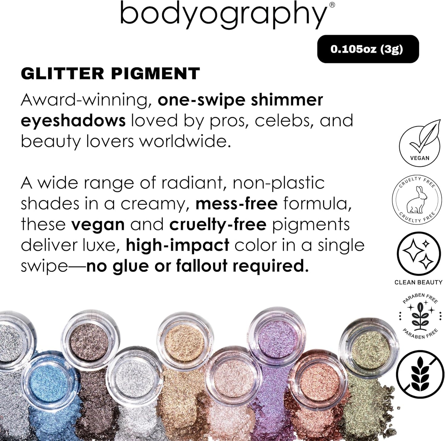 Bodyography Glitter Pigment - Caviar Smoky Brown for Women - 0.105 oz Eye Shadow