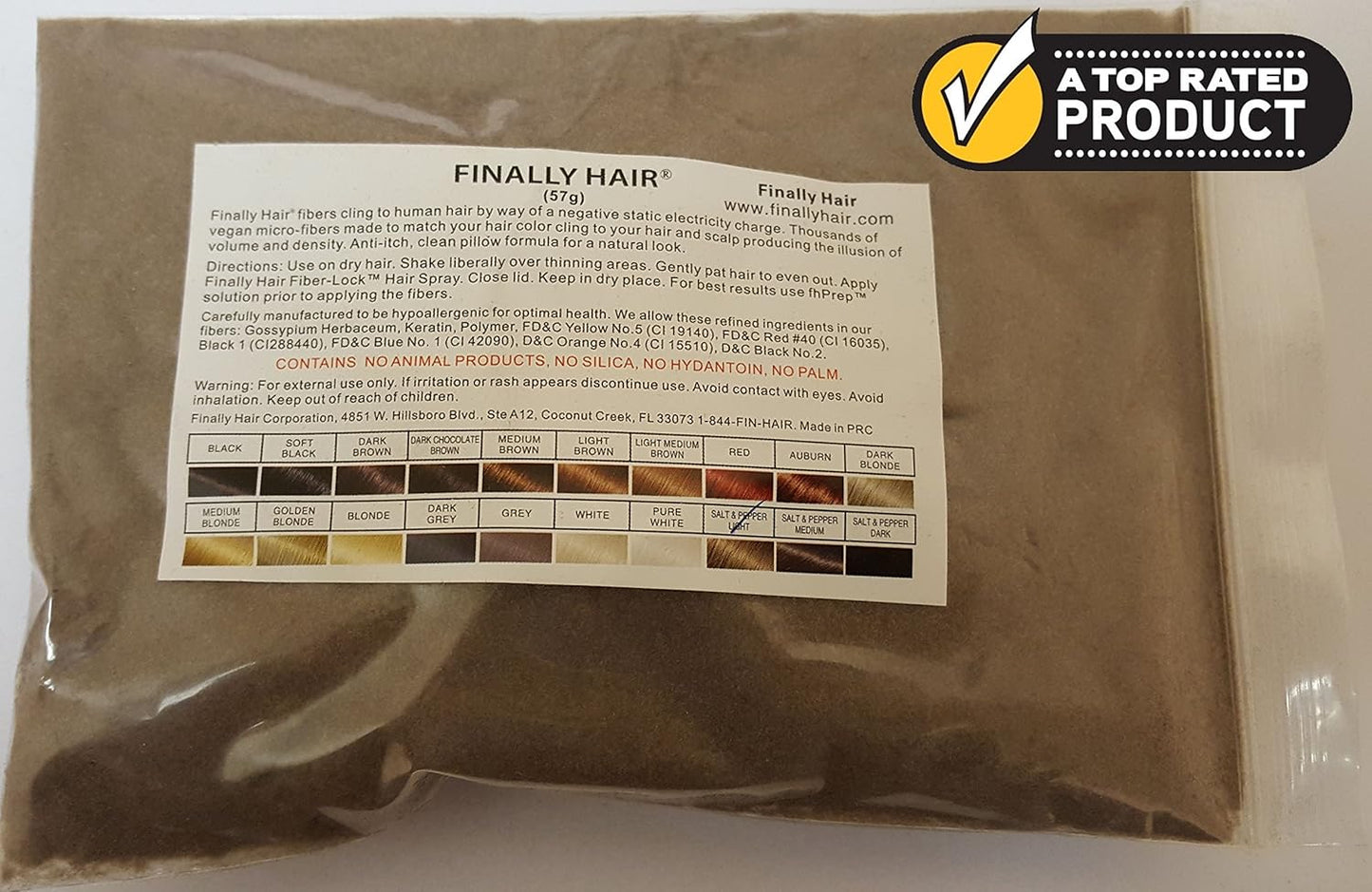Hair Building Fibers - 50 Gram Refill - Refill Your Existing Fiber Bottle by Finally Hair (50g 50gr 50gram 50 G Gr Gram Light Salt & Pepper - Light Brown with a touch of Grey)