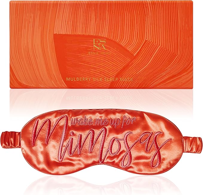 ESNA HOME Luxury Silk Sleep Mask | 22-Momme Mulberry Silk | Ultra Comfort | Deeper Relaxation | Present-Ready Packaging | Luxury Christmas for Her (Wake Me Up for Mimosas)