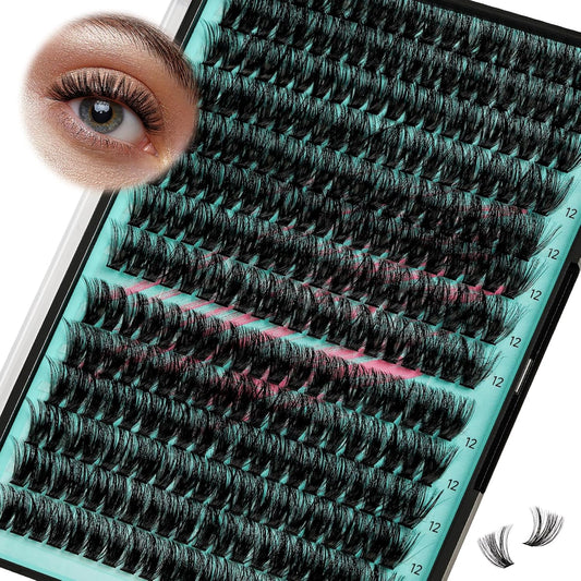 Lash Clusters Wispy 280PCS Eyelash Extension 80D Cluster Lashes Individual Lashes DIY Lash Extension Natural Look Cluster Eyelash Extensions Soft False Eyelashes at Home for Beginners(12mm)