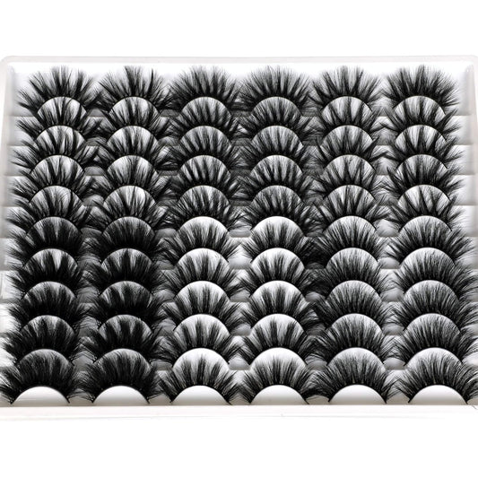 30 Pairs 20MM False Eyelashes Wholesale 6 Styles Mixed Lashes 8D Fluffier Volume Dramatic Faux Mink Eyelashes Thick Full Strip Lashes Pack