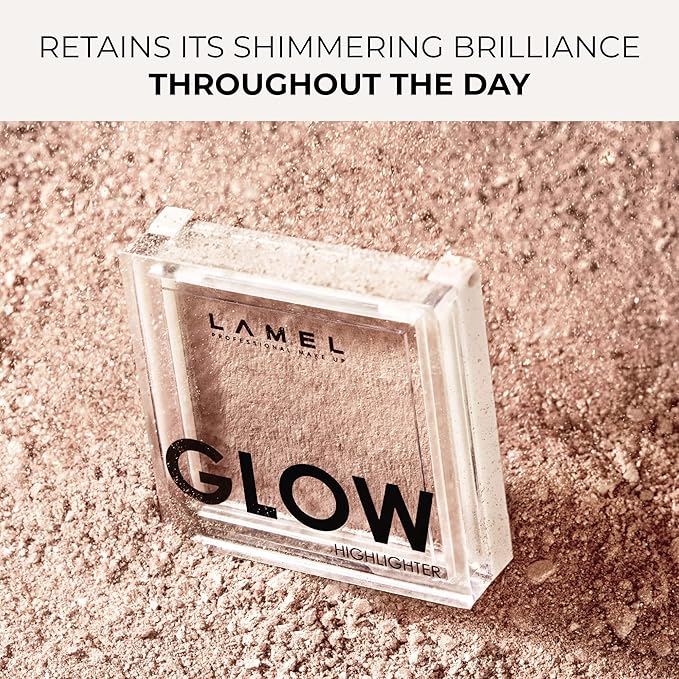 LAMEL Glow Highlighter: Face Make Up & Contour Palette in Deep, Vibrant Colors - Natural Shimmer - Compact Size & Perfect for Travel - Cruelty Free - 3.8gr/0.13 oz 401 (Luna)