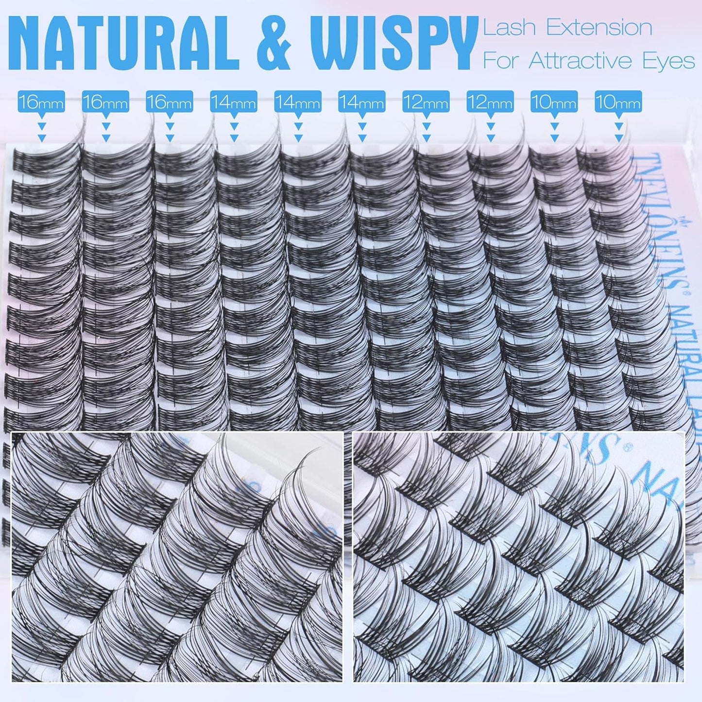 Wispy Lash Clusters Natural Eyelash Clusters 10-16MM Individual Lashes Clusters C Curl Cluster Eyelash Extensions DIY Lash Extension Soft False Eyelashes by TNFVLONEINS