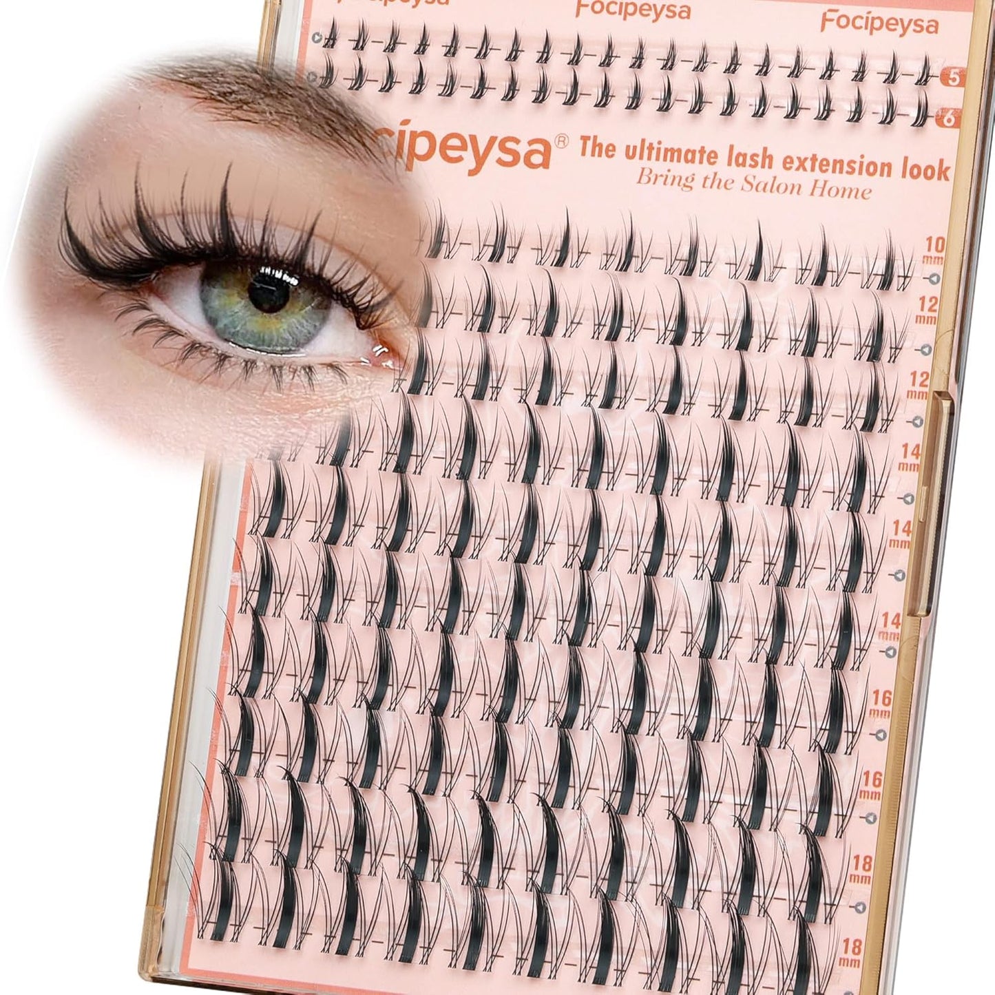 Focipeysa Manga Lash Clusters Wispy Cluster Lashes 140pcs Clusters Lash Extensions with Bottom Lashes 10-18mm Mixed D Curly Individual Eyelash Extensions Spiky DIY Lash Extension at Home