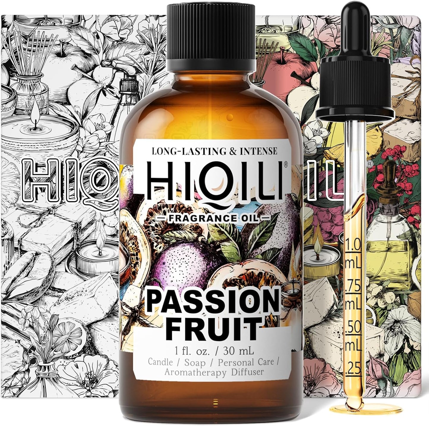 HIQILI Passion Fruit Fragrance Oil for Home Diffuser, Oil Burner, Great for Soap, Candle & Perfume Making, Add to Body Lotion - 1 Fl Oz