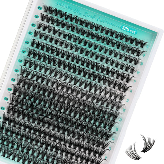 Lash Clusters Wispy 320PCS Eyelash Extension 40D Cluster Lashes Individual Lashes DIY Lash Extension Natural Look Cluster Eyelash Extensions Soft False Eyelashes at Home for Beginners(D-Mix9-16mm)