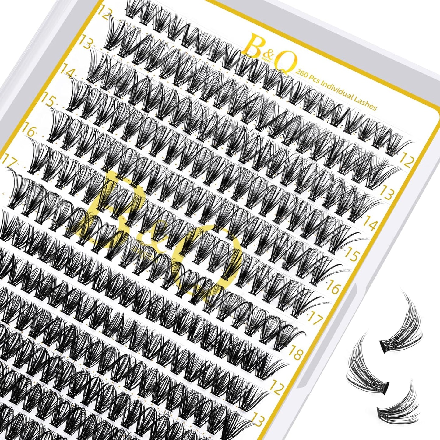 B&Qaugen Lash Clusters 30D+40D-C-12-18MIX Individual Lashes 280 Clusters False Eyelash 9-16MIX DIY Eyelash Extensions at Home (30D+40D,C-12-18MIX)