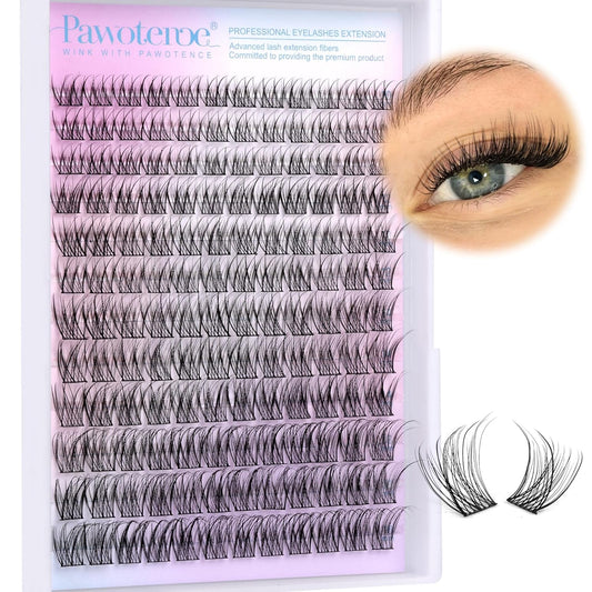 Pawotence Wispy Lash Clusters Natural Cluster Lashes Extension DIY Natural Eyelash Clusters Extension 10-16mm Individual Lashes False Eyelashes Wispy Soft Cluster Eyelash Extensions