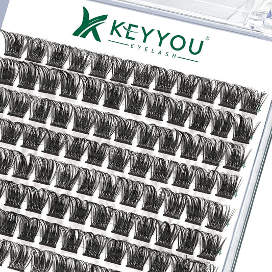 Lash Clusters,96 Pcs Cluster Lashes D Curl 14mm DIY Lash Extensions Eyelash Clusters,KEYYOU Volume Wispy Individual Lashes Soft&Comfortable Easy DIY at Home(Y06,D-14mm)