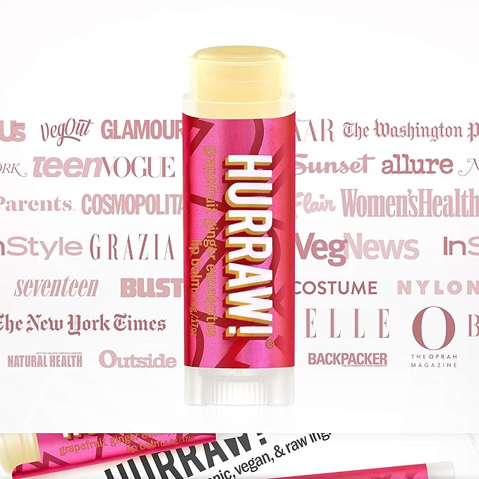 Hurraw! Grapefruit, Ginger, Eucalyptus (Kapha) Lip Balm: Organic, Certified Vegan, Cruelty and Gluten Free. Non-GMO, 100% Natural Ingredients. Bee, Shea, Soy and Palm Free. Made in USA