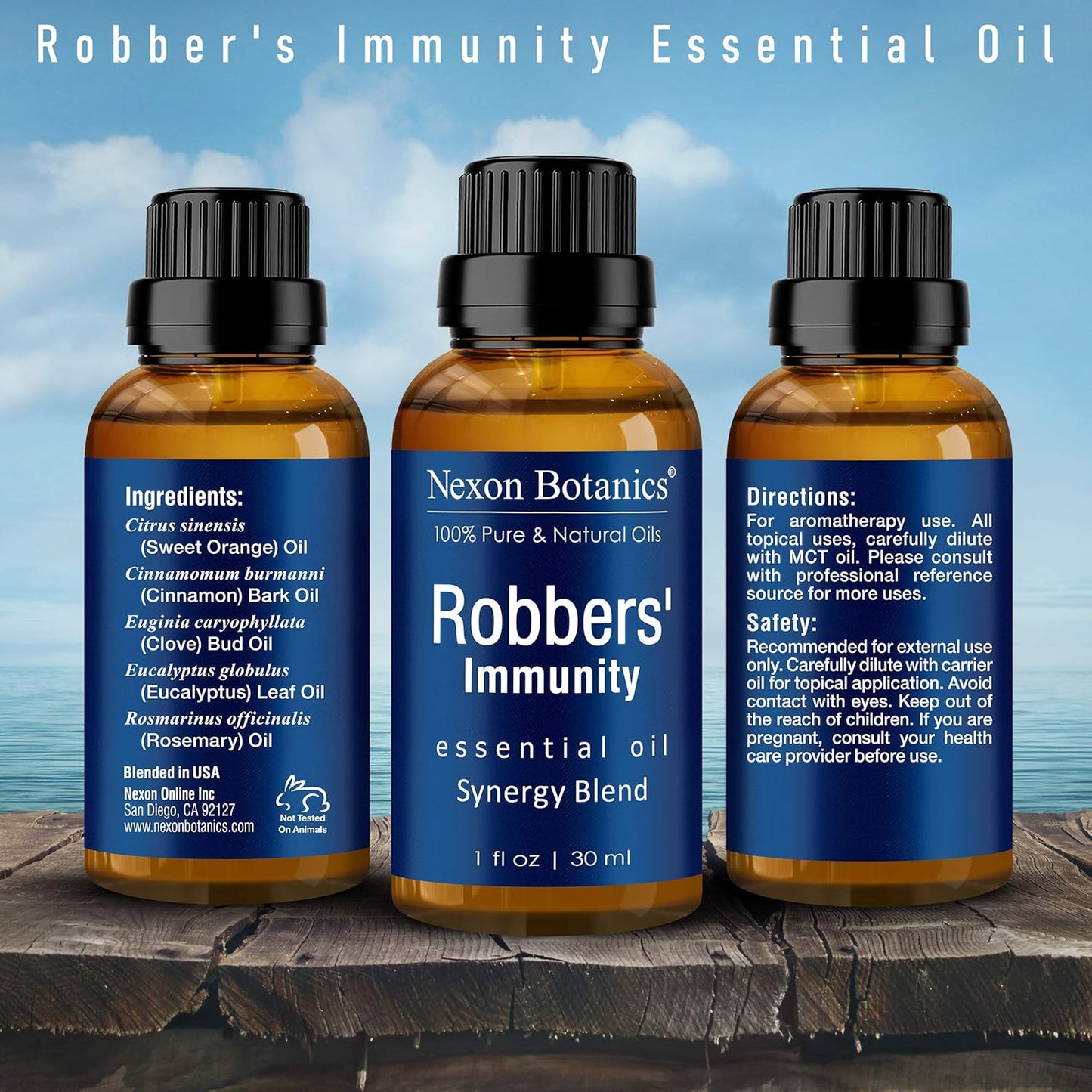 Robbers' Immunity Essential Oil Blend 30 ml - Immune Boost Aromatherapy for Diffusers - Natural Shield Against Impurities - Nexon Botanics