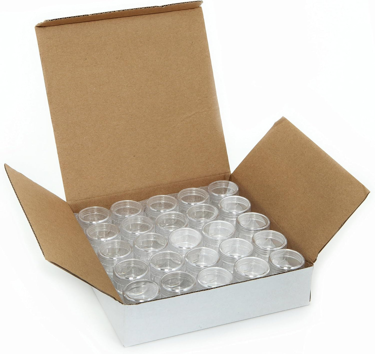 Vivaplex, 50, Clear, Empty, 5 Gram Plastic Pot Jars, Cosmetic Containers.