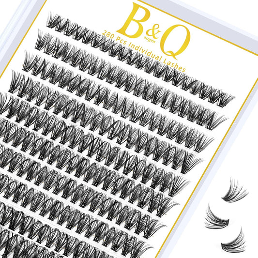 B&Q Lash Clusters 40D-C-14 Individual Lashes 280 Clusters False Eyelash 10D 20D 30D 40D Lash Clusters Extensions Individual Lashes Cluster DIY Eyelash Extensions at Home (40D-C,14MM)