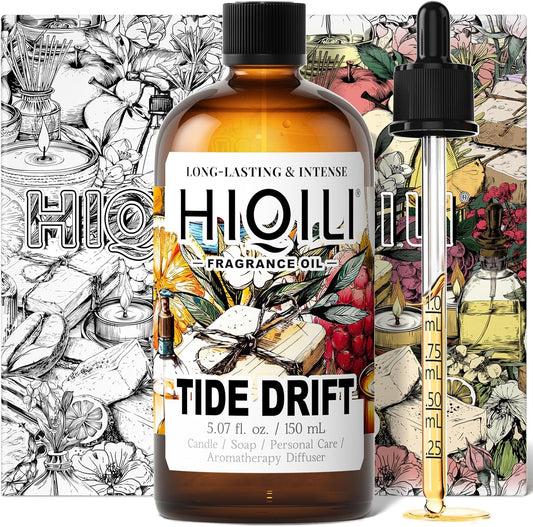 HIQILI Tide Drift Fragrance Oil, Ocean & Jasmine Scents, Making Candle, Room Spray, Essential Oil Diffuser, DIY Body Butter & Hair Perfume - 5.07 Fl Oz