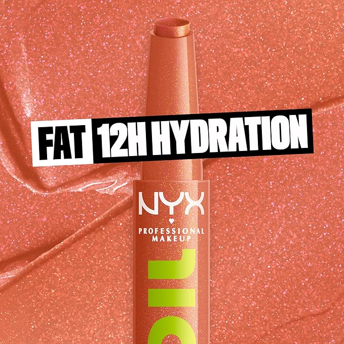 NYX PROFESSIONAL MAKEUP Fat Oil Slick Click, Lightweight, Buildable, Pigmented Vegan Lip Balm - Hits Different