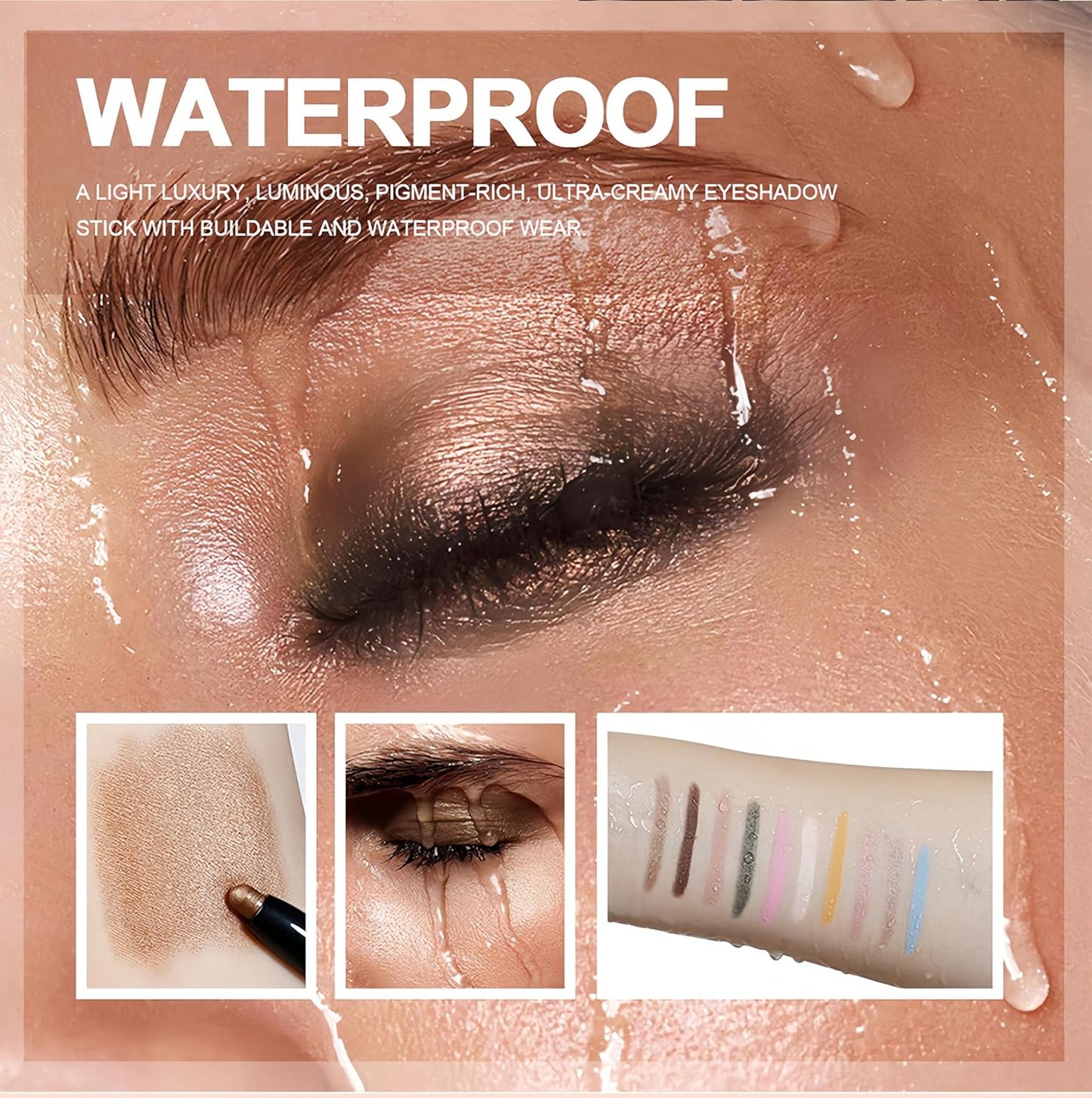 MAEPEOR 10 Colors Cream Eyeshadow Stick Silky Smooth Matte Shimmer Eyeshadow Pen Waterproof and Long Lasting Shadow Pencil for Girls and Women (Color 08)